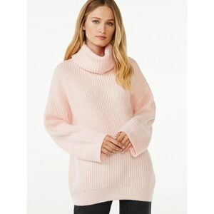 Scoop Oversized Cozy Pink Turtleneck Sweater